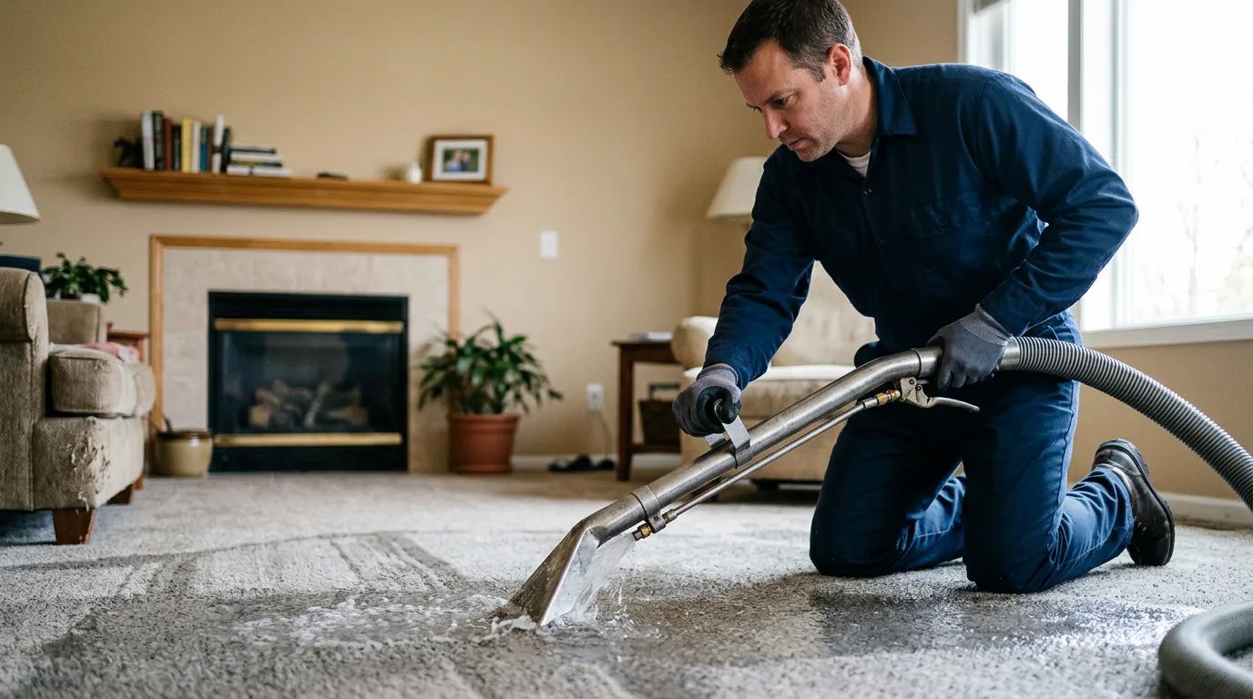 Water damage restoration technician working near Mount Vernon, IA